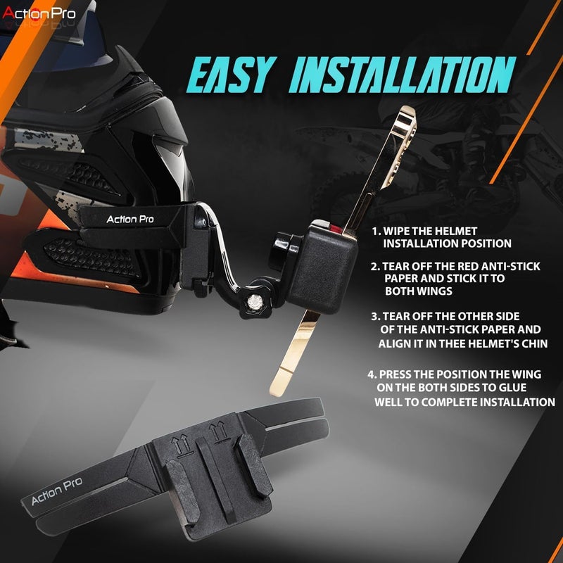 Action Pro 3M Slim Flexible Helmet Chin Mount Strap Compatible with GoPro Hero 13 12 11 10 9 8 7 6 5 4, SJCAM, DJI Osmo 5 4, Insta 360 x4 x3, SJCAM, Xiaomi, Yi Action Cameras (Black) - Image 3